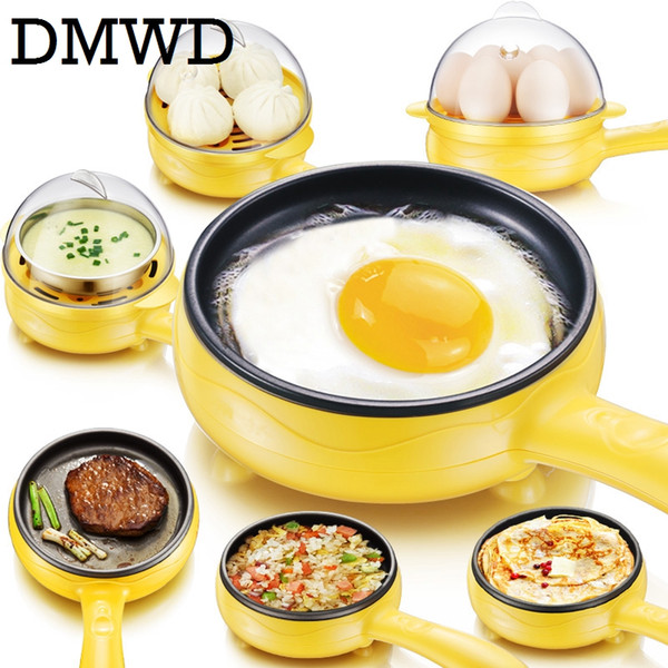 DMWD Multifunction household mini egg omelette Pancakes Electric Fried Steak Frying Pan Non-Stick Boiled eggs boiler steamer EU