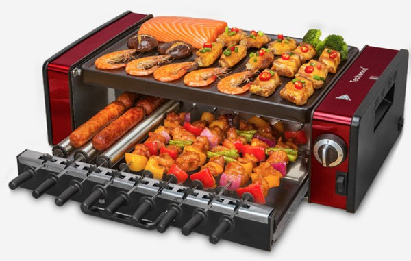 Double-layerelectric oven household electric barbecue grill pan Hot dog kebab machine 010