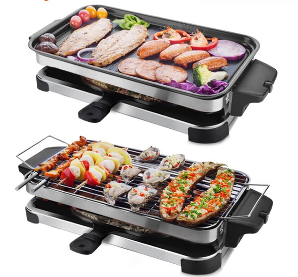 Household electric oven non-stick electric grill pan smokeless double-layer BBQ grill 018