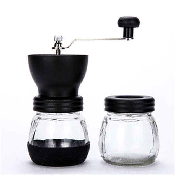 BEIJAMEI Hot Sale Manual Coffee Grinder with Storage Jar Home Small Ceramic Burr Coffee Grinding Mill