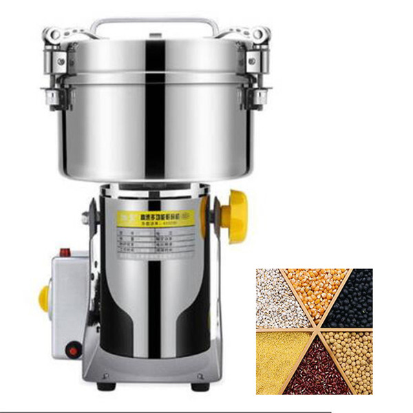 FREE SHIPPING High efficiency commercial Grain Grinder Stainless Steel For Spices/Corn/Soybean Food Wheat Machine