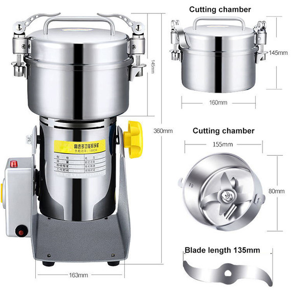 NEW ARRIVEL 220V Electric Multifunctional Grinder Large Stainless Steel Miscellaneous Grains Grinder Superfine Grinding Machine For Sale