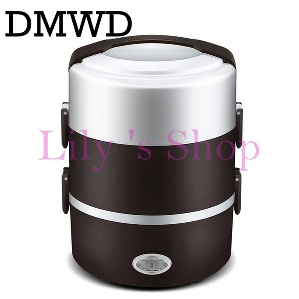 2L Portable electric insulation heating lunch box Electric Rice Cooker Stainless Steel 3 Layers Steamer Picnic Food Container