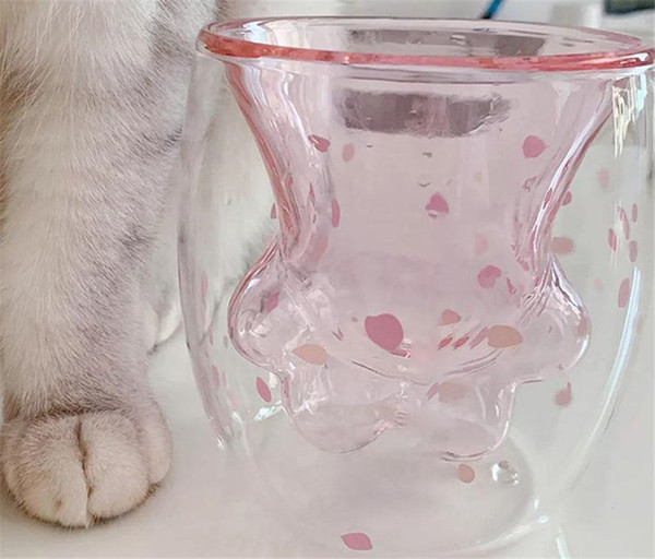 Cat Paw Mug Cat-claw Coffee Mug 2019 Starbucks Limited Eeition Cat Foot Cup Sakura 6oz Pink Double Wall Glass Mug