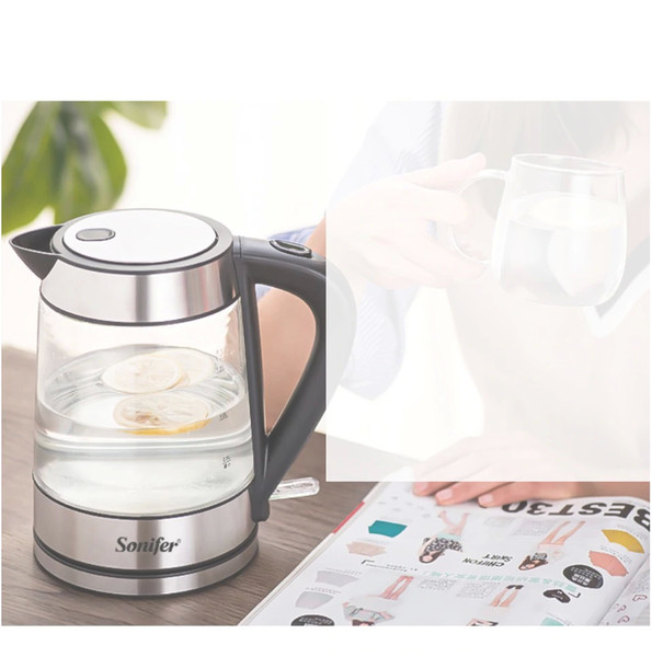 CKV-22 1.7L Colorful Electric Kettle Glass Transparent 2200W Household Quick Heating Electric Boiling Pot Sonifer