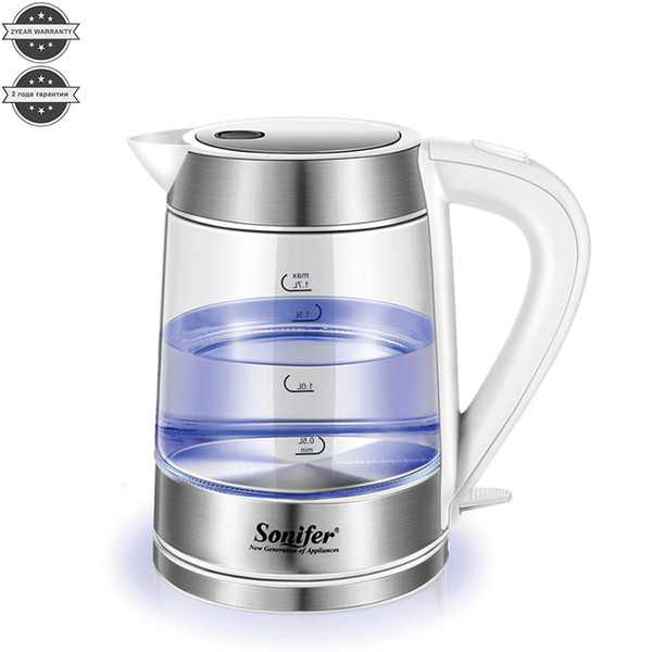 CKV-30 1.7L Colorful Electric Kettle Glass Transparent 2200W Household Quick Heating Electric Boiling Pot Sonifer