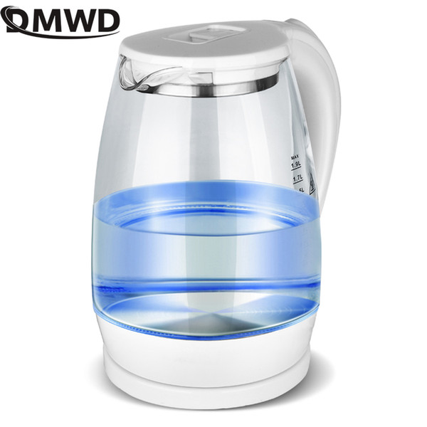 DMWD Electric Kettle Teapot Quick Heating Hot Water Boiling Tea Pot Glass Blue Light Heating Kettles Auto-Power Off Boiler 2L EU