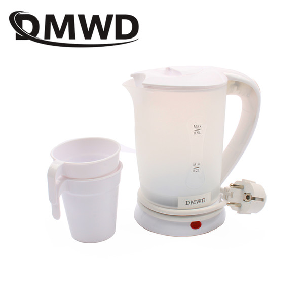 DMWD Dual Voltage Traveling Electric Heating Kettles Water heater Boiler Mini Cup Portable Hot water kettle 0.5L 110V 220V EU US