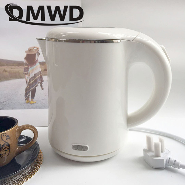 DMWD Dual Voltage Travel Electric Kettle MINI Teapot Cup Heater Portable Stainless steel 0.6L Hot Water Quick Heating Pot Boiler