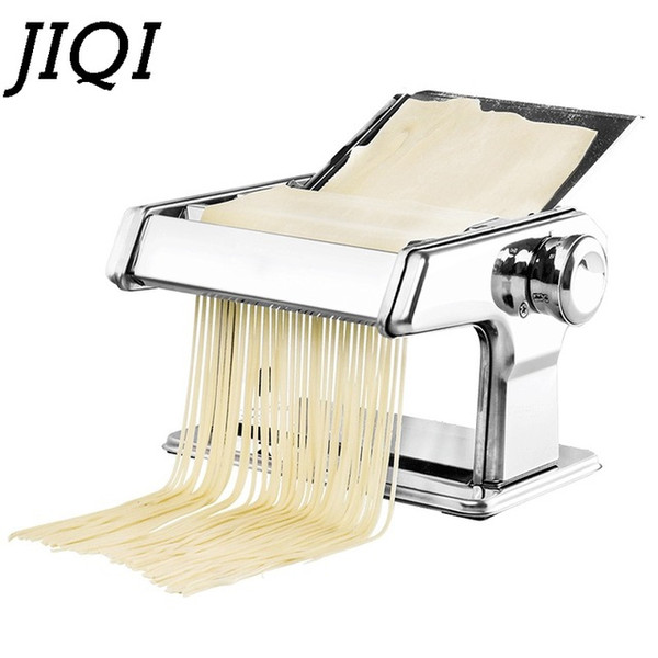 JIQI Stainless Steel Pasta Manual Noodle Maker Handmade Spaghetti Noodles Press Machine Roller Hand Operated Dough Cutter Hanger