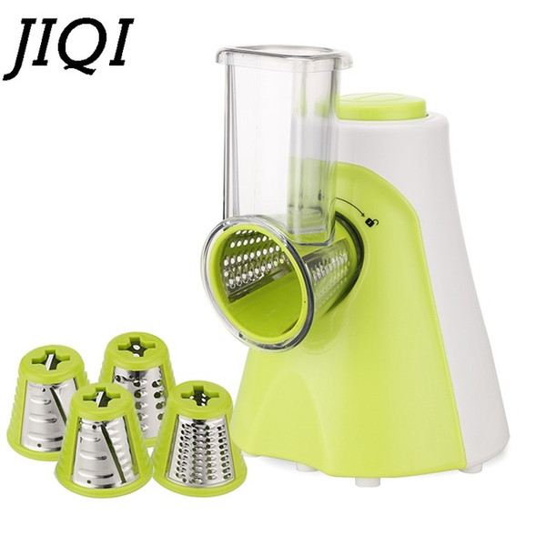 JIQI Multifunctional Electric Fruit Vegetable Slicer Cutter Carrot Potato Cutting Machine Stainless steel Blade Salad Chopper EU