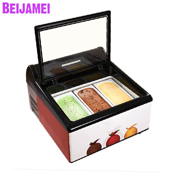 Beijamei New Arrival 3 pans tabletop gelato display freezer electric countertop ice cream gelato showcase cabinets