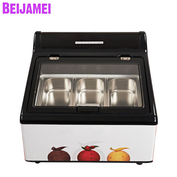 Beijamei 2019 Commercial hard Ice cream display showcase 3 Pots electric Ice cream freezer Freezing machine