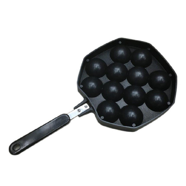 Beijamei fast shipping Octopus balls baking pan Small Takoyaki waffle maker pan black handle aluminium stove mould