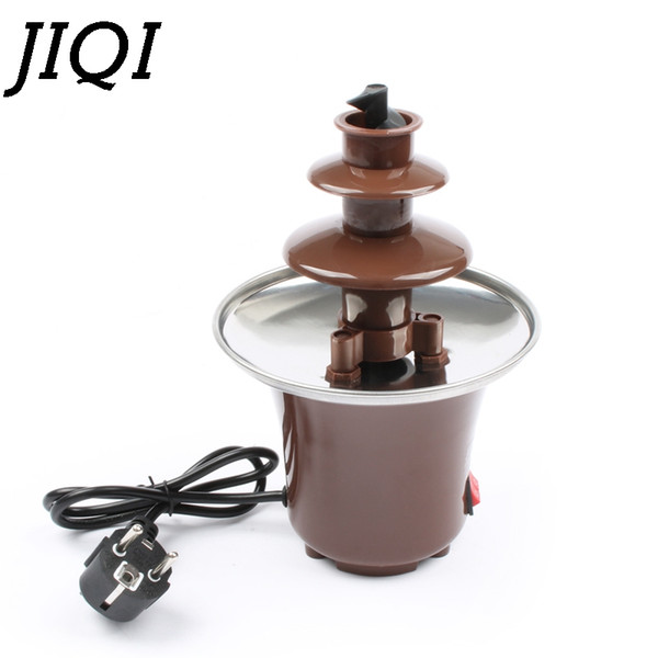 JIQI Household DIY 3-tier chocolate fountain fondue mini Choco waterfall machine three layers Children Birthday heat melts EU US