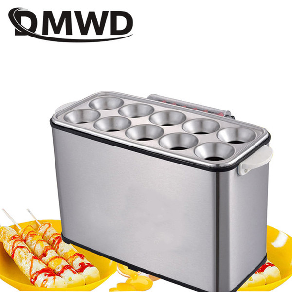 DMWD Commercial egg Sausage Roll Cooker Electric Eggs Hot Dog Boiler Steamer Omelette Master Cup Breakfast machine 10 holes EU