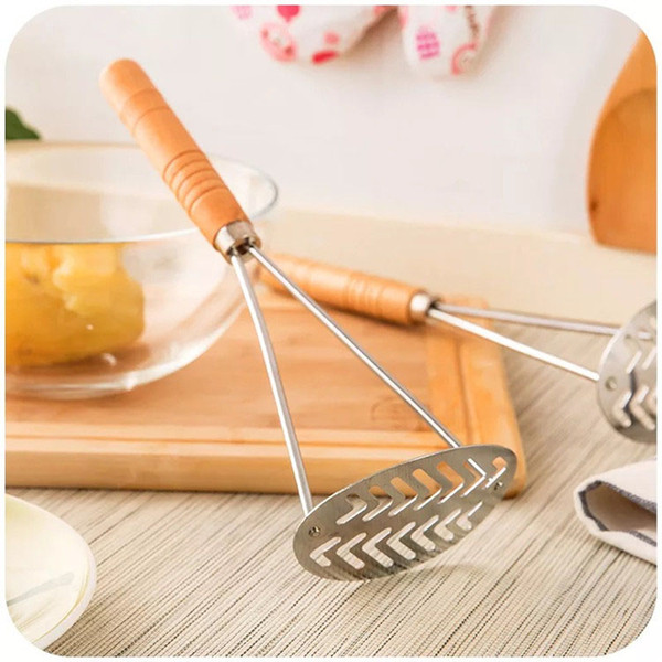 Stainless Steel Potato Masher Plastic/Wooden Handle for Smooth Mashed Potatoes Fruit Vegetable Tools Press Crusher