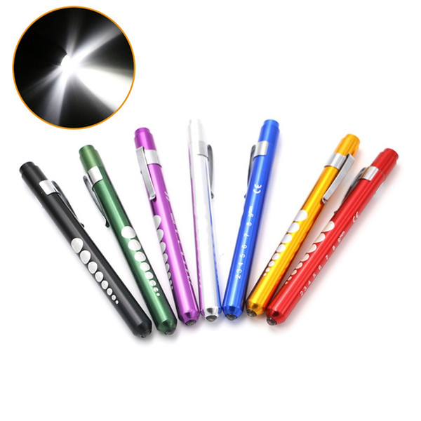 New arrival 7 Color White Yellow Beam LED Pen Light Flashlight Torch Doctor Nurse EMT Emergency