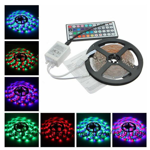 5M RGB 5050 SMD Waterproof 300 LED Light Strip Flex + 44 Keys IR Remote Cotroller+12V 2A Power