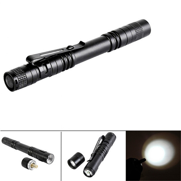 LED Flashlight Outdoor Pocket Portable Torch Lamp 1 Mode 300LM Pen Light Waterproof Penlight with Pen Clip