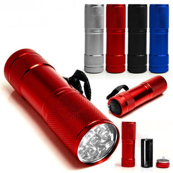 9 LED Mini Torch 4 Colors Mini LED Flashlight 300LM LED Camping Flashlight Torch Waterproof Flashlights Lamp 3AA Battery Powered Torches