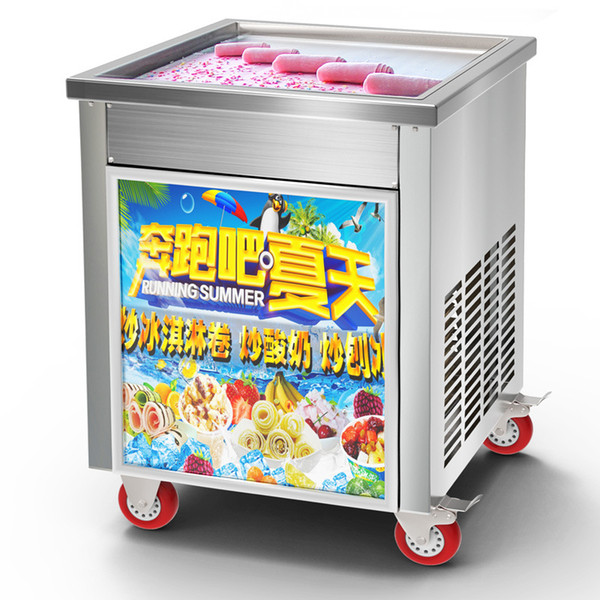 Intelligent Temperature Controlled Thai Fried Ice Cream Roll Machine Commercial Fried Ice Machine Fried Yogurt Machine 110V/220V