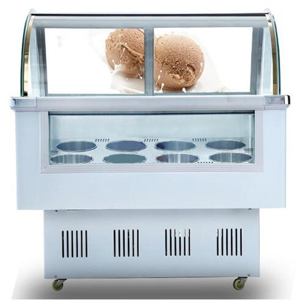 Stainless Steel Commercial Ice Cream Display Cabinet Ice Cream Display Freezers 8 round barrels or 12 square barrels freezer