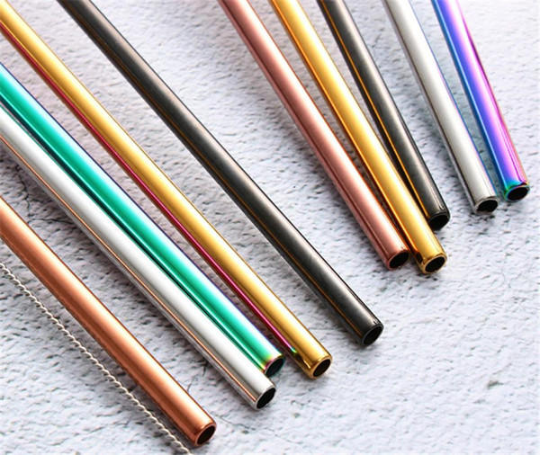 Colorful Stainless Steel Straws Reusable Straight and Bent Drinking Straws Eco Friendly Bar Drinking Tools Colored Metal Pipette CMP01-04