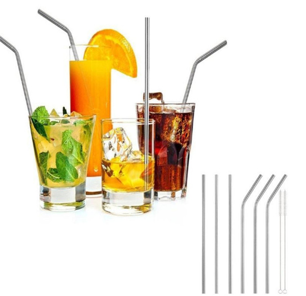 Colorful Stainless Steel Drinking Straw 8.5inch - 10.5inch Reusable High Quality 304 Straight Bent straw for Bar fruit juice drink straw