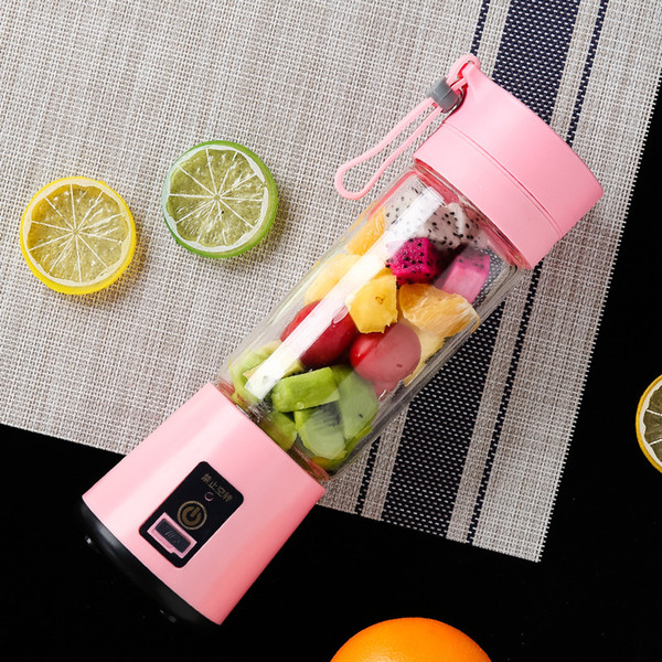 2 knife pink plastic cup portable mini juicer household small automatic multi-function electric fruit juice cup electric water cup