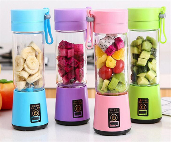 USB Juicer Cup 380ml Portable Rechargeable Battery Juicers Blender Juice Electric Bottle Fruit Vegetable Tools with Retail box free DHL