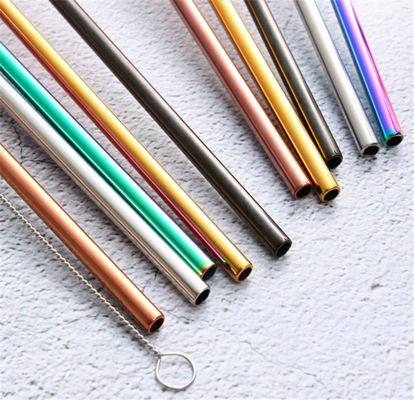 Wholesale 20zo Eco-Friendly Stainless Steel Straw Reusable Drinking Straw Straight & Bend Drinking Tool Silicone Straw 8.5inch Food Grade