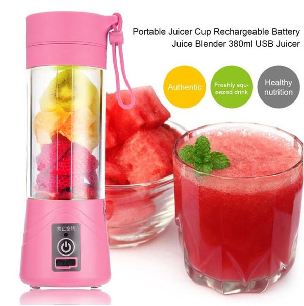 high quality 380ml USB Mini Portable Juicer Cup Rechargeable Juice Blender USB Juicer for Lemon vegetables fruit Squeezers Reamers Bottle