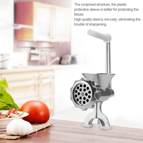 Hand Cast Aluminum Manual Meat Grinder Mincer Machine Sausage Table Crank Tool for Home Kitchen Cutter Slicer Beef