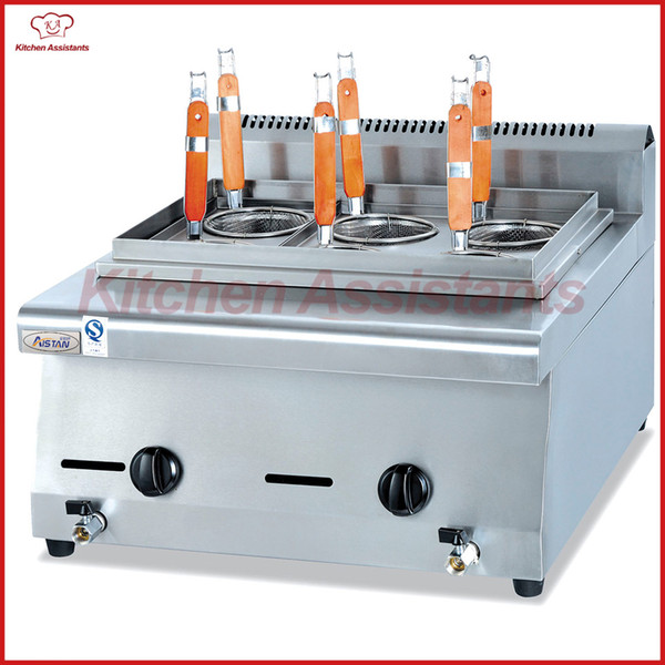 GH676 counter top gas convection pasta cooker machine wih 6 tanks 6 baskets