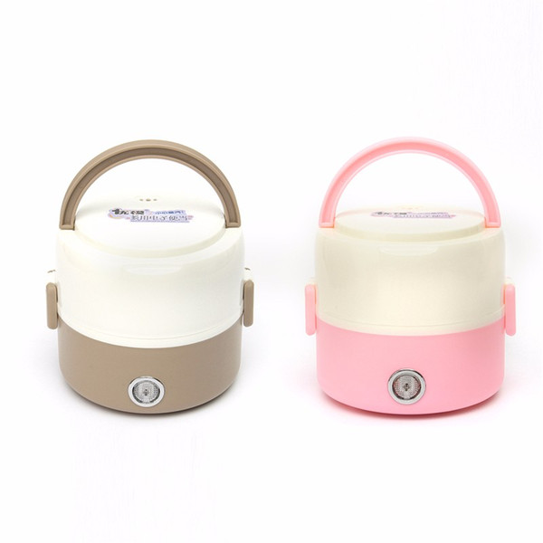 Portable 1.2L Mini Electric Food Warmer Portable Heated Box Lunch Box Food Warmer Bento Box Compact 2 layers stainless steel