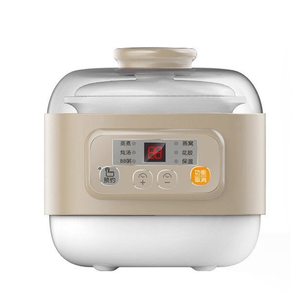 DMWD 0.8L Mini Electric Cooker 220V Ceramic Soup Pot Isolate Water Stew Egg Boiler Food Steamer Heat Preservation 9.5H Setting