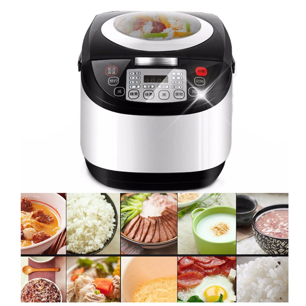 DMWD Transparent Lid 5L Rice Cooker 220V 9 Menu Smart Electric Pot Soup Porridge Breakfast Maker 24H Appointment For 4-6 People