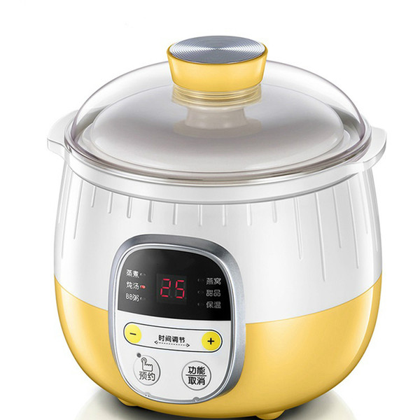 220V 200w 0.8L+1L Steamer Electric slow cooker BB porridge 9.5h appointment Ceramic liner water stew Automatic Insulation