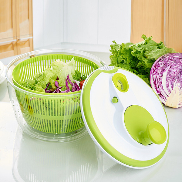 5L Salad Spinner Vegetable Washer with Bowl Lettuce Washer and Dryer Easy Water Drain System and Compact Storage for Home Use