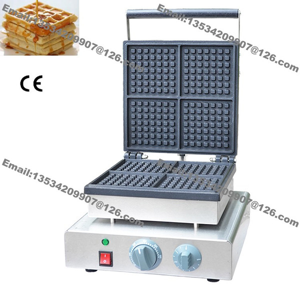 Free Shipping Commercial Use Non-stick 4-slice 110v 220v Electric Square Tranditional Belgian Waffle Maker Iron Baker Machine