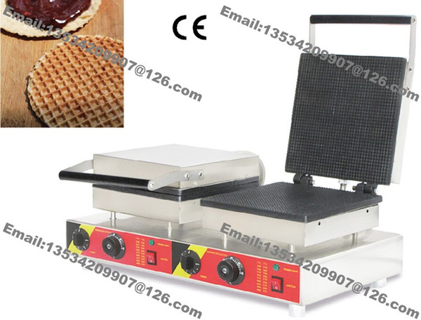 Free Shipping Commercial Nonstick 110v 220v Electric 25cm Square Dual Stroopwafel Dutch Syrop Waffle Machine Baker Maker Iron Mold