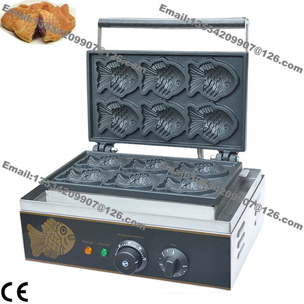 Free Shipping Commercial Use Non-stick 110v 220v Electric 6pcs Japanese Taiyaki Fish Waffle Maker Iron Baker Machine Mold Plate