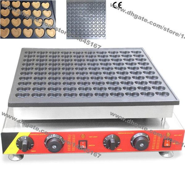 Free Shipping Commercial Use Nonstick 110v 220v Electric 100pcs Dutch Poffertjes Mini Hearts Pancake Machine Baker Maker Iron