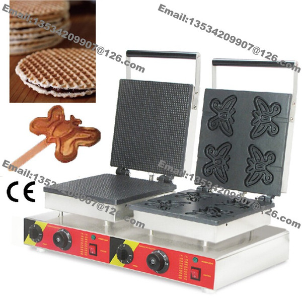 Free Shipping Commercial Non-stick 110v 220v Electric Dual Waffle Machine Dutch Stroopwafels Baker Iron Butterfly Waffle Maker