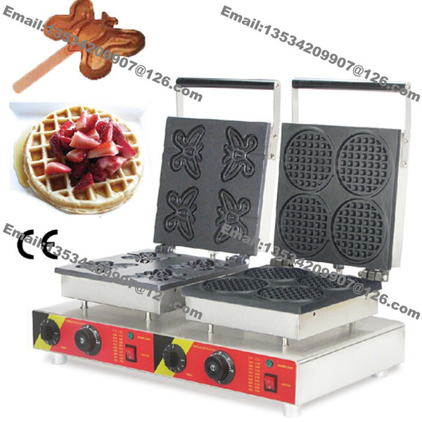 Free Shipping Commercial Non-stick 110v 220v Electric Dual Waffle Machine Butterfly Waffle Baker Mini Round Waffle Maker Iron