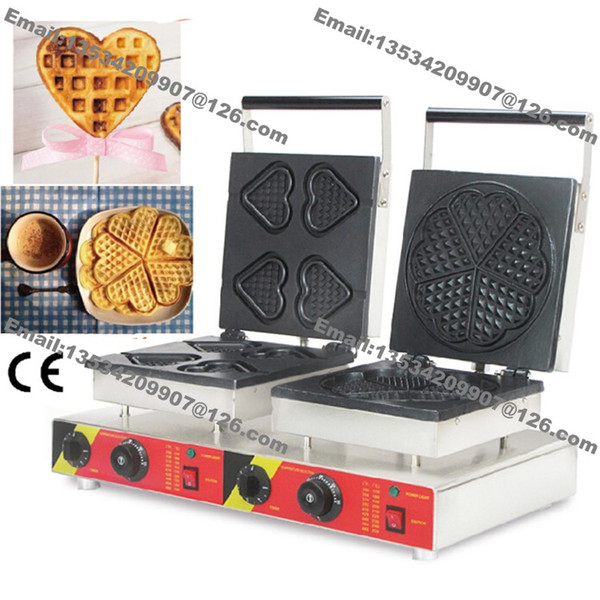 Free Shipping Commercial Use Non-stick 110v 220v Electric Heart Waffle on A Stick Baker Heart Shaped Waffle Maker Iron Machine