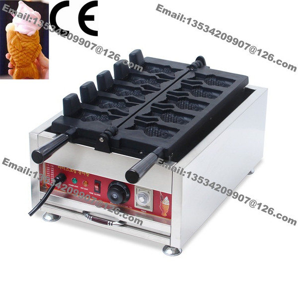 Free Shipping Popular 10x7cm Commercial Use Non-stick 110v 220v Electric 5pcs Ice Cream Fish Waffle Taiyaki Maker Machine Baker Iron Grill