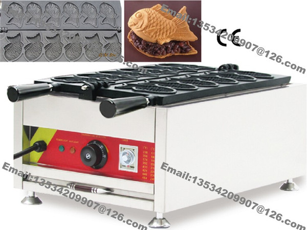 Free Shipping Commercial Use Non stick 110v 220v Electric 6pcs Fish Waffle Taiyaki Maker Iron Machine Baker Grill