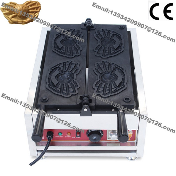 Free Shipping 4pcs Commercial Use Non-stick 110v 220v Electric Sea Waffle Maker Baker Machine Iron Mold Plate